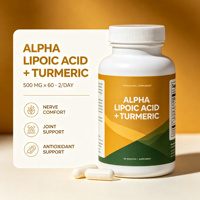 Capsules d'acide alpha-lipoïque et de curcuma, formule avancée à base de plantes pour la santé cardiaque, vente en gros, marque privée OEM ODM