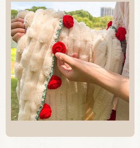 Handmade Cozy Crochet Bouquet <strong>Blanket</strong> Eco-Friendly Winter Bedspread Woven Rose Floral Scarf Shawl Braided Quilt Carpet Knitted - Product Image 5
