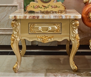 Mesa Auxiliar Cuadrada de Mármol Estilo Europeo, Mesa Lateral de Madera Maciza Tallada, Mesa de Esquina para Sala de Estar, Mesa Telefónica Cuadrada - Product Image 5