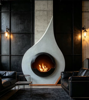 Poêle à granulés de bois élégant et original, autoportant, au design artistique courbé, pour chauffage au feu de bois véritable, décoration contemporaine