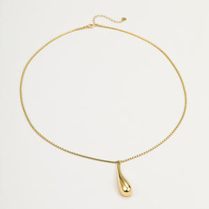INS nuova moda retrò collana a maglie in oro esagerato acciaio inossidabile lucidato a goccia pendente Versatile per clavicola - Product Image 6