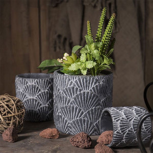 Cemento rettangolare imitata in legno aiuola combinazione vaso per piantare moderna semplice scatola da giardino paesaggistica in calcestruzzo - Product Image 4