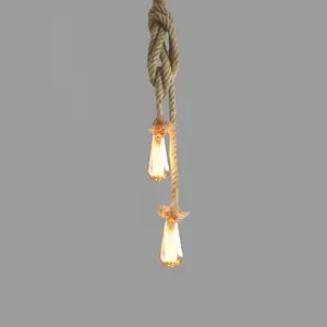 Nouveau BRICOLAGE Pendentif Corde De Chanvre Lampes Suspendues Simple/Double Edison Ampoule Bar Décoration De La Maison Éclairage Café