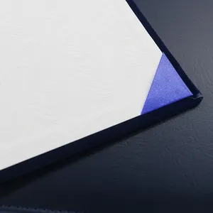 뷰티 로얄 블루 골드 로고 a4 벨벳 졸업 졸업장 폴더 증명서 표지 (내부 웨이브 페이지 포함)