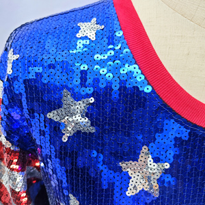 <strong>Sequin</strong> <strong>Crop</strong> <strong>Top</strong> Red <strong>White</strong> &amp; Blue Sparkle for Independence Day - Product Image 5