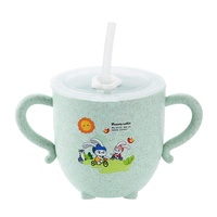 Paille de blé pour enfants 270ml tasse à gobelet avec poignée, tasse réutilisable avec couvercle et paille