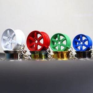 Llavero de aleación metálica de moda con diseño de rueda de coche, mini llanta giratoria 3D, colgante de cadena, accesorios de regalo promocional - Product Image 3