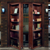 Étagère à livres moderne en bois avec portes cachées, design industriel invisible, pour bureau, espace privé, solution globale multi-catégories