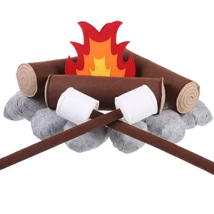 Juego de fuego de fieltro de peluche para niños, juego divertido de Interior para acampar, 2020