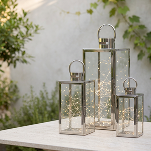 Lanternes classiques en acier inoxydable en gros, de différentes tailles, pour la décoration de table et de sol - Product Image 3