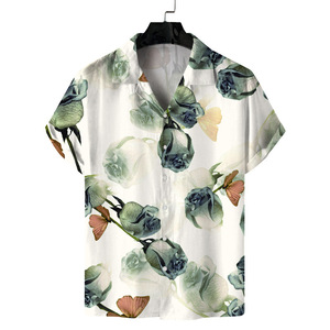 Chemise hawaïenne pour homme à manches courtes, imprimé palmiers, tissu popeline respirant, col rabattu, idéale pour les vacances d'été - Product Image 2