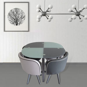 Muebles para el hogar de estilo moderno, juegos de comedor de cristal superior, juego de mesa y sillas para 6 personas, mesa de comedor - Product Image 3