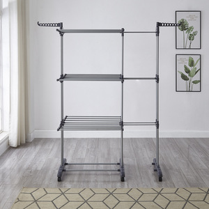 Üç Katlı Uzatılabilir Katlanabilir Metal X Şekilli Askılık Yerden Tasarruf Sağlayan Giysi Kurutmalığı Ev Tipi Ayaklı Havlu Askılığı - Product Image 3