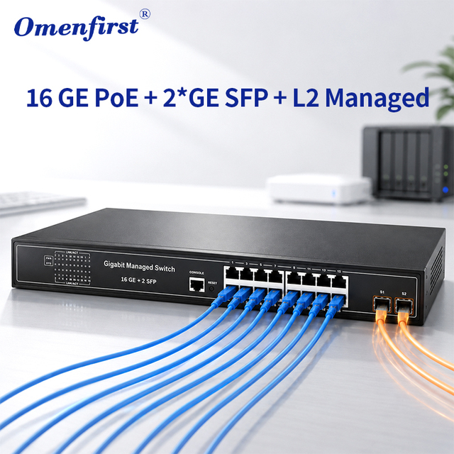 China Factory 16 Port Gigabit PoE Switch L2 Managed with 2 SFP Ports Unmanaged Mode Optional Web Managed Hub for OEM ODM