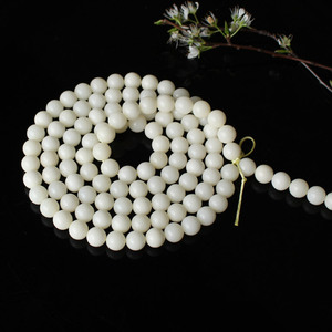 Bracelet en racine de Bodhi en jade blanc, 108 perles rondes, bijoux unisexes, cérémonies religieuses, style ethnique, Hangzhou - Product Image 1