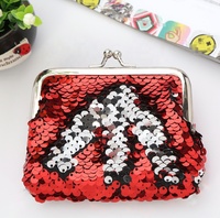 Grosir murah dompet koin 3 inci Mini tas penyimpanan kabel Earphone anak-anak dompet payet reversibel tas hadiah warna-warni jepit