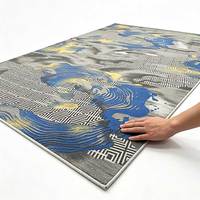 Tapis commercial imprimé à motif vague moderne, design géométrique chinois, pour hôtel et maison, taille personnalisée disponible