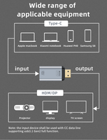 Adaptor konverter USB Tipe C, 2 in 1 USB Tipe C male ke AUDIO/VIDEO female 4K @ 60Hz dengan pengisian daya PD, PVC + cangkang logam campuran aluminium