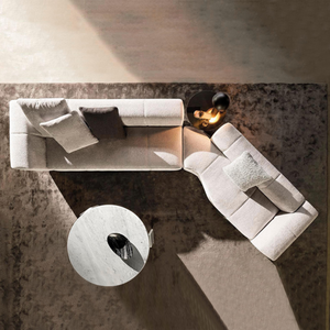 Sofá Seccional en Forma de L Tapizado y Reclinable de Cuero Genuino, Estilo Moderno Wabi Sabi Italiano Minimalista, Material Natural, Vida Tranquila - Product Image 6