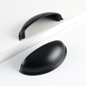Tirador de cajón negro mate, moderno y minimalista, de media luna, de aleación de zinc, para armario, cocina y baño - Product Image 5