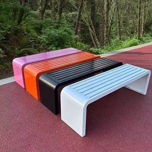 Banc public extérieur moderne en métal, <span class=keywords><strong>chaise</strong></span> longue de parc résistante aux intempéries, siège de <span class=keywords><strong>jardin</strong></span> pour place publique et parc communautaire - Product Image 6