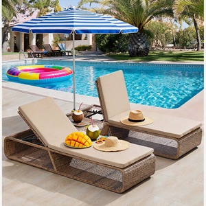 Tumbona Popular de Ratán PE Impermeable para Jardín, Piscina, Muebles de Exterior, Playa, Hotel - Product Image 1