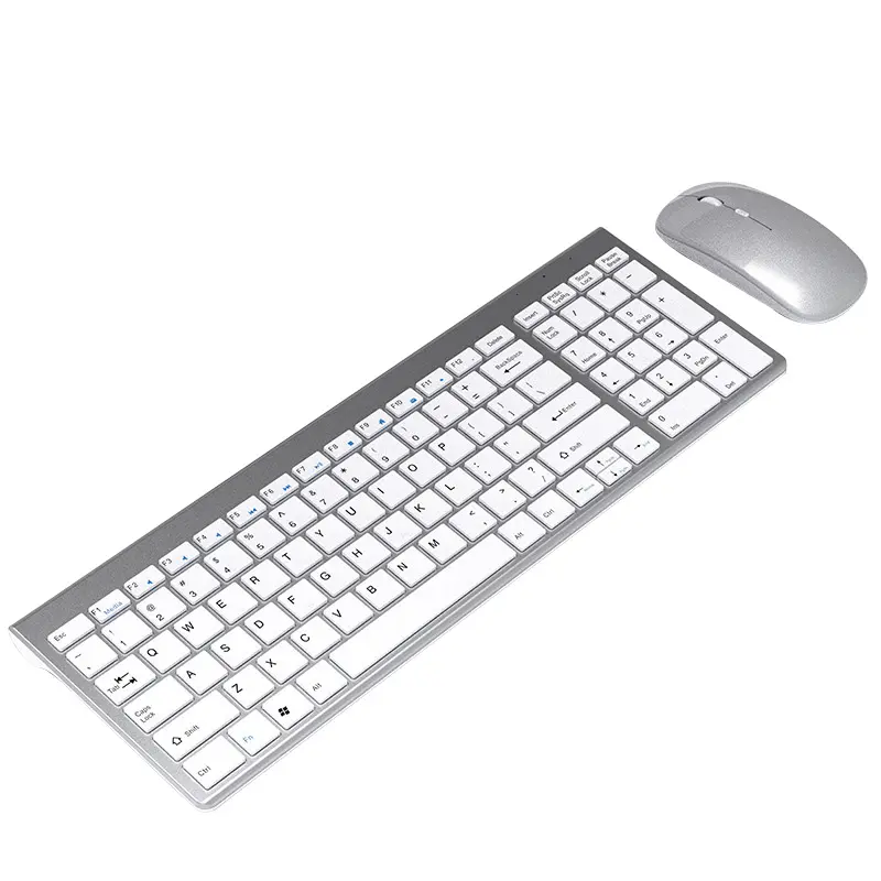 Ultra-thin Chocolate Wireless 2.4G Built-in Charging Dual-Zone Keyboard and Mouse Business Office GamingWireless Key Mouse Set