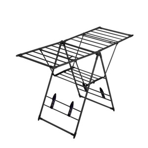 Stendibiancheria Pieghevole da Pavimento per Balcone, Mobile a Doppia Ala con Telaio in Ferro e Plastica PP per Interni ed Esterni - Product Image 5