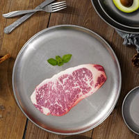 Assiettes de restaurant rondes en acier inoxydable de 14/17/20cm, style rétro plus ancien, avec chargeur circulaire