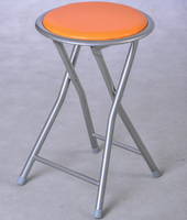 Tabouret pliant en métal avec siège rembourré rond et doux, tabouret pliable en acier pour la maison et les fêtes