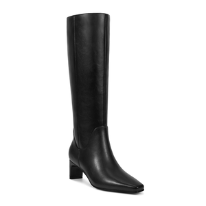 WETKISS 2026 Vente en <span class=keywords><strong>gros</strong></span> Grandes tailles 11 Bottes à talon aiguille pour femme, bout carré, en PU noir, hauteur genou, pour mollets larges, style années 70 - Product Image 1