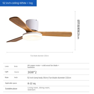 Lámpara de Techo con Ventilador de Aluminio, Hierro y Silicona, Color Negro y Dorado, LED Moderno, Estilo Chino Nuevo, Espectro Completo, Bronce, para Sala de Estar, con Control Remoto - Product Image 4