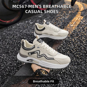 MC567 Men's Sporty Autumn/Spring Retro Mesh Breathable Arch <b>Support</b> Sports Shoes Trendy Versatile Youth Casual Soft Sole - Product Image 2