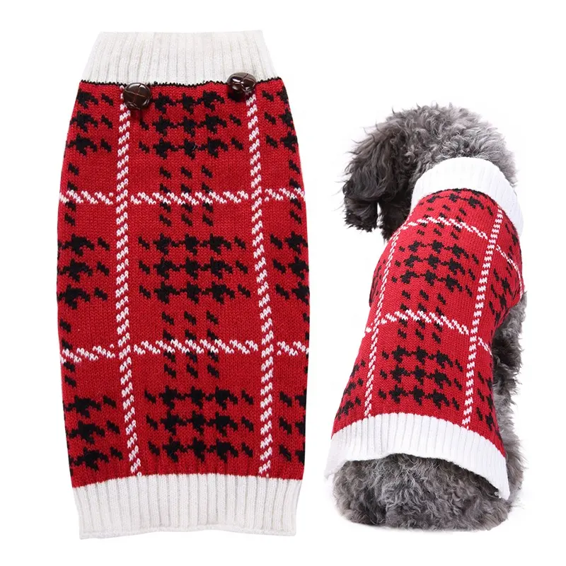 Classic Checkered Designer Button Pet Dog Sweater Shirt XXL Golden Retriever
