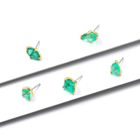 Eternal Metal Bijoux de piercing pour nez et oreille en or jaune massif 14K avec zircon, style romantique pour mariage, type labret, embouts à enfiler sans filetage