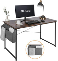 Bureau d'ordinateur pliable en bois de style moderne et épuré, finition marron vintage, avec couvercle amovible réglable, idéal pour le bureau à domicile et l'étude