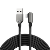 Câble en nylon tressé de type C à angle de 90 degrés, 6A 120W, charge rapide pour les téléphones mobiles et tablettes Android Xiaomi Redmi Mi Turbo