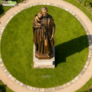 YOUFINE tamaño real Iglesia religiosa decoración fundición latón cobre bronce San Vicente estatua con niño - Product Image 5