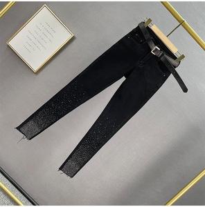 <span class=keywords><strong>Jean</strong></span> slim taille haute <span class=keywords><strong>noir</strong></span> pour <span class=keywords><strong>femme</strong></span>, coupe crayon, délavé clair, été, décontracté, uni, 100 % coton - Product Image 6
