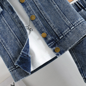 Ensemble tendance d'été en jean pour bébés garçons : <span class=keywords><strong>veste</strong></span> en jean déchirée, t-shirt blanc et short déchiré – Vêtements pour garçons de 0 à 3 ans - Product Image 4
