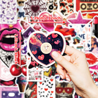 50PCS Pegatinas de Moda con Diseño de Labios Rojos Sexys y Corazones para Maquillaje, Estilo Downtown Girls