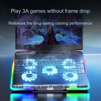 Refroidisseur d'ordinateur portable de jeu ultra fin en métal avec éclairage RVB, support de refroidissement d'ordinateur portable pliable à refroidissement par air avec 5 ventilateurs jusqu'à 17 pouces