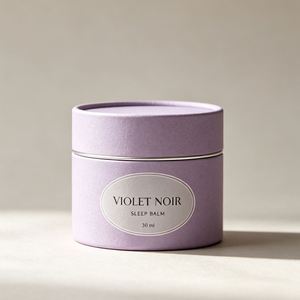 Violet Noir Sleep Balm 30ml FUXI Brand Four-Color Printed Purple Paper Tube Packaging Recyclable Glossy Lamination Embossing - Product Image 1