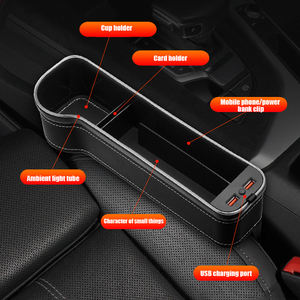 กล่องเก็บของสำหรับคอนโซลที่นั่งที่ใส่ถ้วยหนัง PU 7สี LED น้ำหนักเบาช่องใส่ของในรถช่องเสียบ USB ได้อย่างรวดเร็ว - Product Image 6