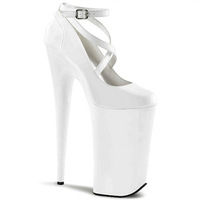 Chaussures à plateforme super haute de 10 pouces (26 cm), à lacets, en plastique, grande taille, noires, pour mariage, soirée, club, sexy, performance, semelle unique