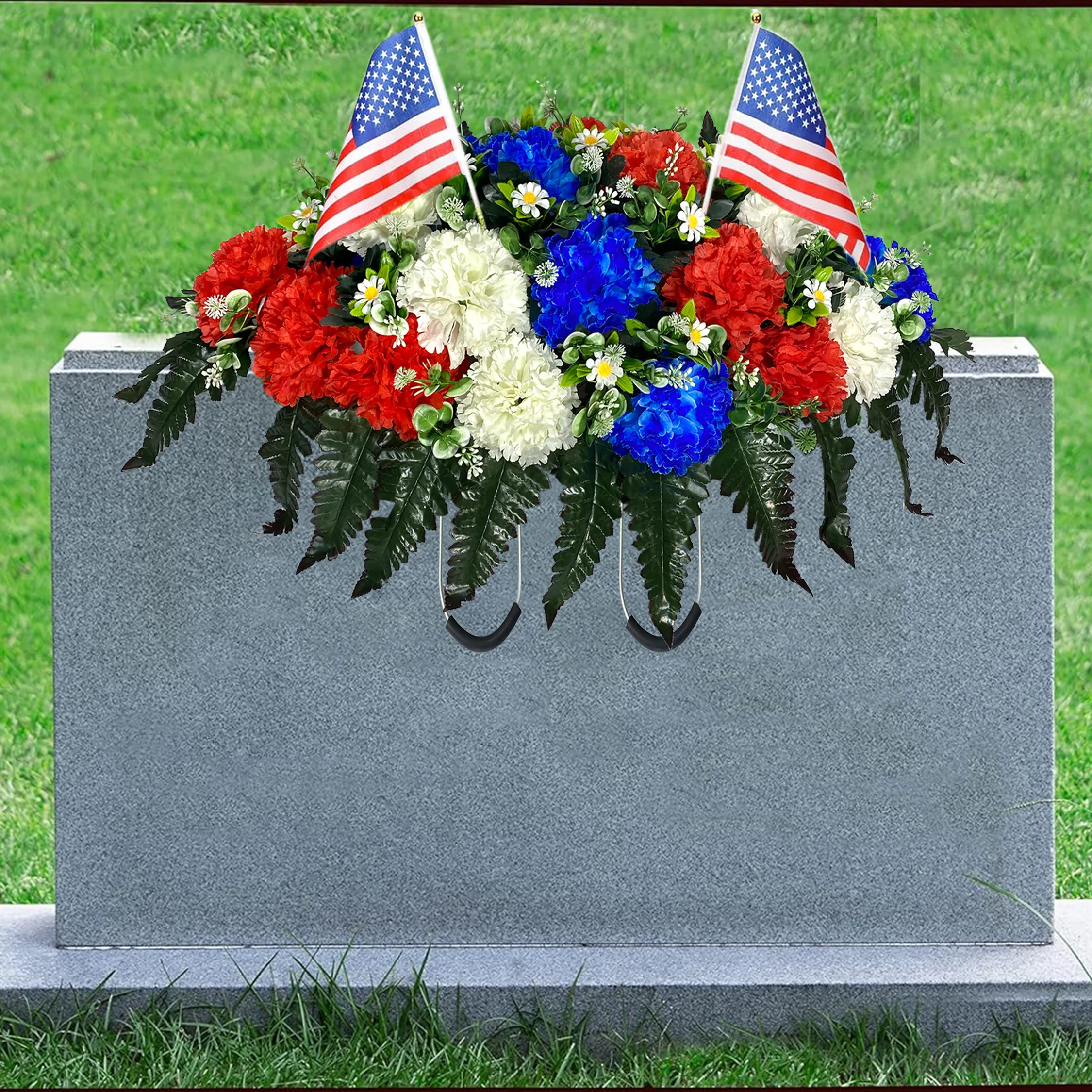 Grave Decoration Cemetery Flowers Headstone Saddle