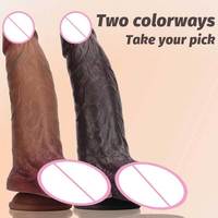 Dildos Grandes con Diseño de Tallo para Masturbación Femenina y Masculina, Juguete Sexual de Silicona Suave para Adultos, Dildo Negro al por Mayor, Caja de Juguetes Sexuales