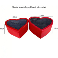 Coffret cadeau Saint-Valentin 99 roses Trois grandes boîtes à fenêtre en forme de cœur Boîte d'emballage pour fleurs
