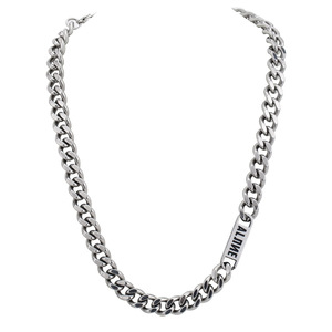 yunnique Cuban <b>Chain</b> Necklace <b>Titanium</b> Steel Letter Geometric Design For Leisure Gift - Product Image 5