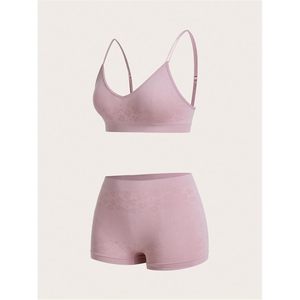 FOXA Ensemble de lingerie 6 pièces pour femme, soutien-gorge sans fil à motif floral, culotte taille haute sans couture pour femme - Product Image 4